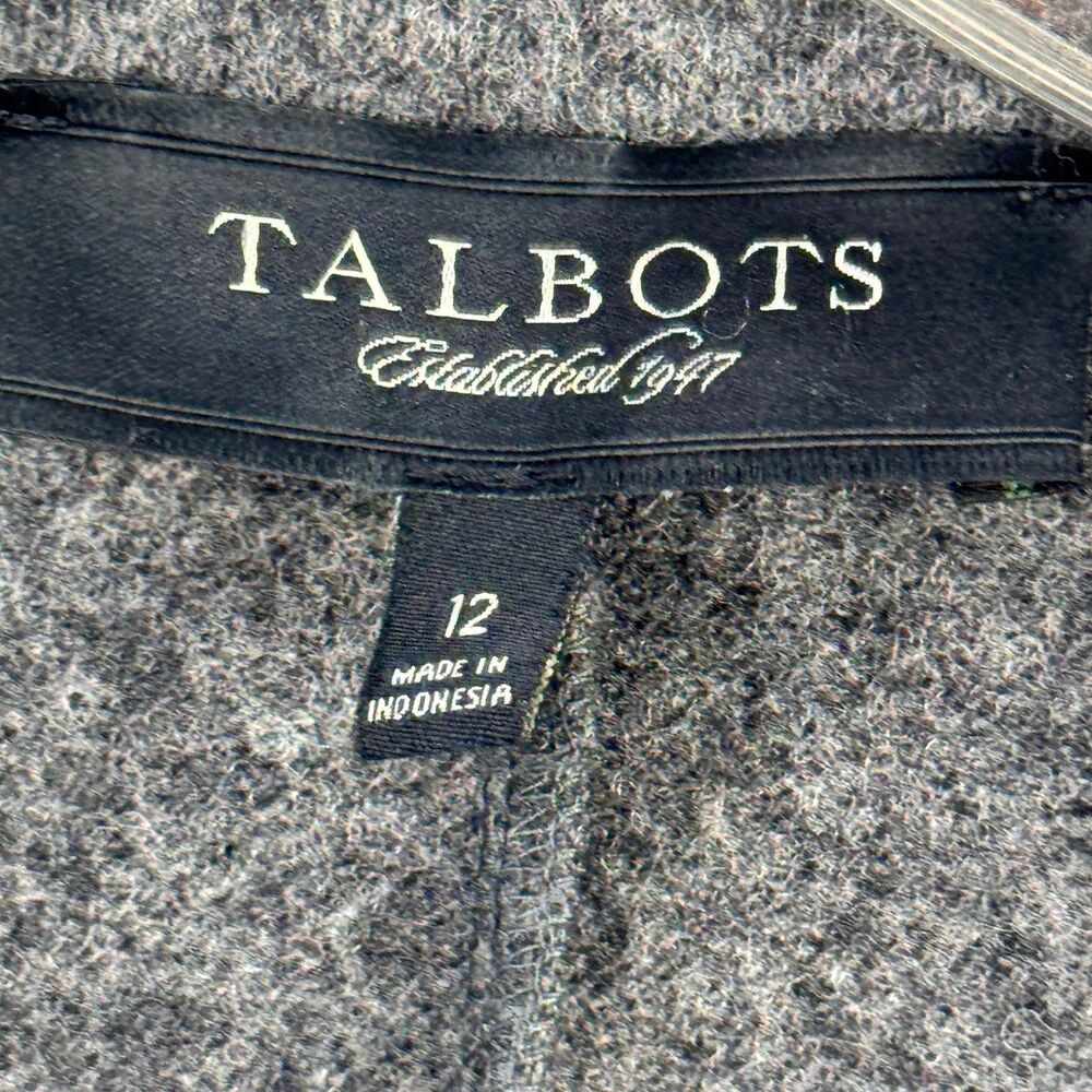 Talbots Petites Blazer Womens 12 Grey Wool Blend Jacket Felted Knit Lightweight - Picture 9 of 10